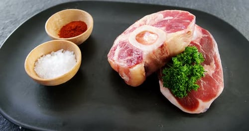 Uncooked Fresh Meat with Parsley and Spices