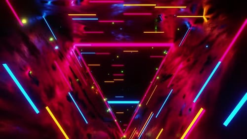 Túnel triangular com luzes de néon HD ProRes
