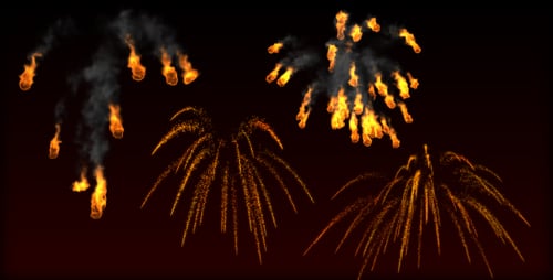 Dynamic Fire and Spark Burst Effects with Alpha Channel