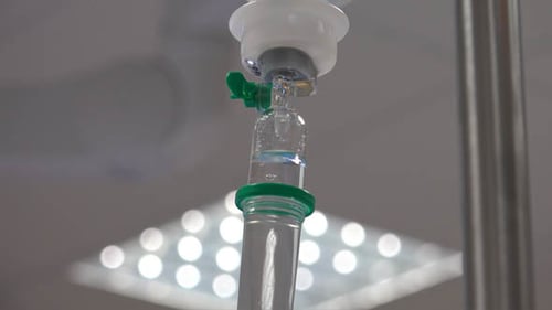 Intravenous Drip in Hospital Close Up