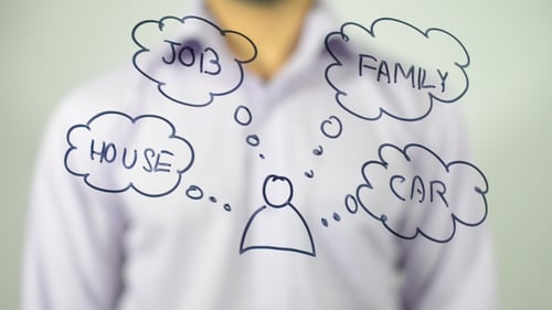 Sueño de hombre, ilustración en pantalla transparente