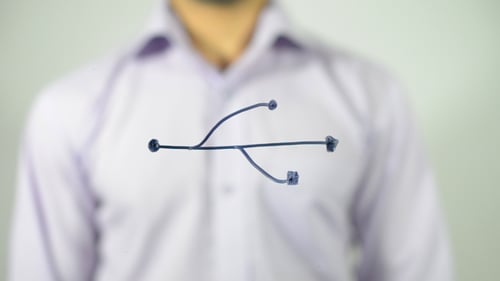 Señal USB, ilustración en pantalla transparente