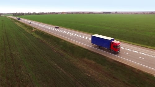 Truck Driving On Country Road