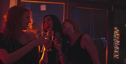 Friends Celebrate Birthday at a Nightclub with Champagne