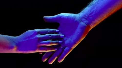 Man and Woman Hands Touching Intimately