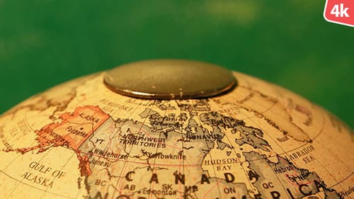 Rotating Globe Shows Northern Hemisphere Locations