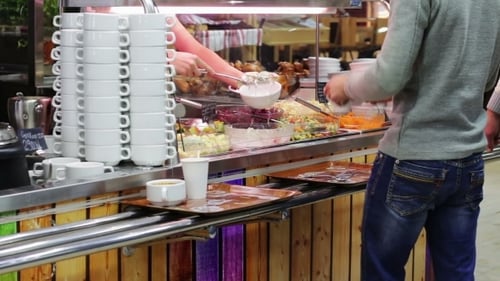 Ready To Eat Prepared Food At Cafe.