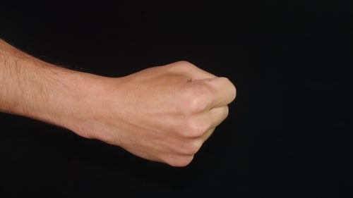 Mans Hand Playing Game Rock Paper Scissors