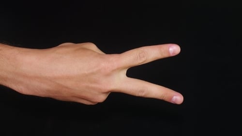 Mans Hand Playing Game Rock Paper Scissors
