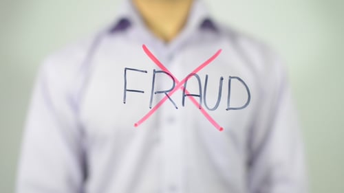 Red X Over Word Fraud