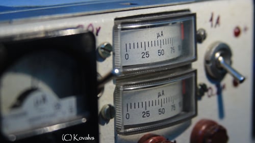 Close Up of Vintage Electronic Device with Analog Meters