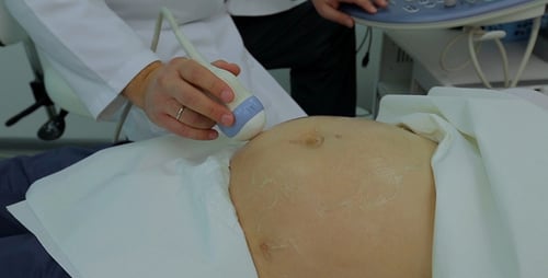 Pregnant Woman Getting an Ultrasound at a Hospital