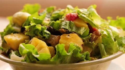 Green Vegan Salad From Green Leaves Mix and Vegetables
