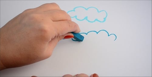 Drawing Fluffy Clouds With Blue Pastel