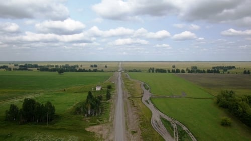 Aerial Shot Of Car On The Rural Road