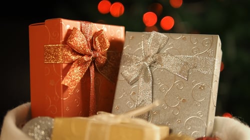 Christmas Presents with Warm Lights, Festive Holiday Season