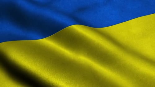 Seamless Loop of Realistic Waving Ukrainian Flag