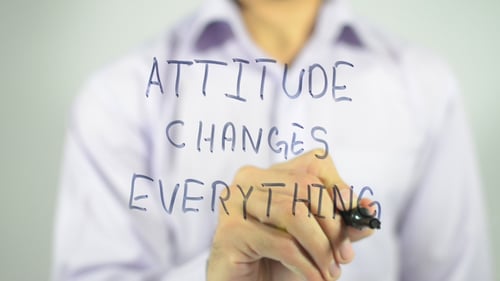 Person Writes Attitude Changes Everything Message
