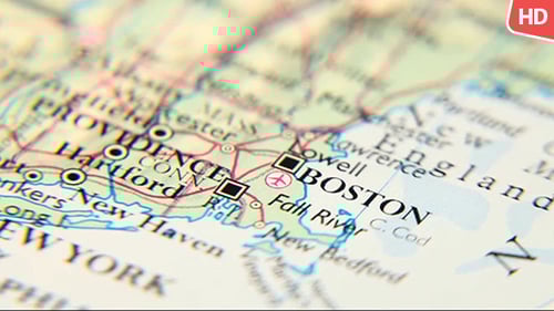 Close Up of Northeastern United States Map