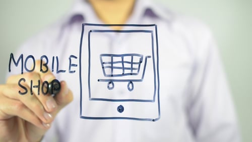 Mobile Shop Icon Drawn on Glass