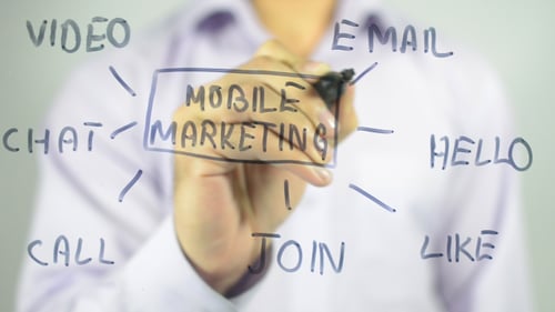 Hand Writing Mobile Marketing Words on Glass