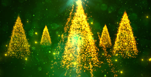 Festive Golden Particle Christmas Trees Animation