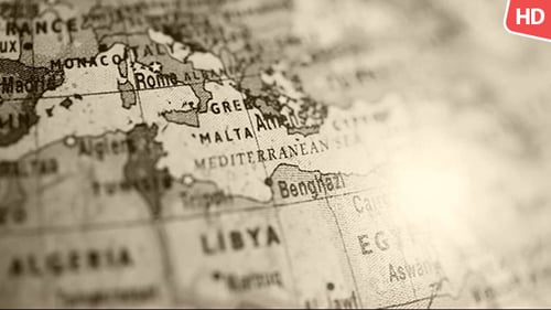 Panning Close Up of an Antique World Map