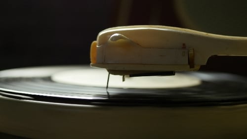 Vintage Vinyl Record Spinning on Turntable