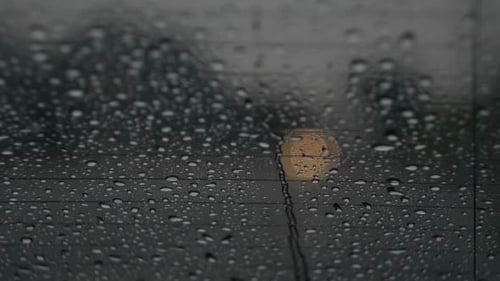 Rain Drops Streaming on a Car Window