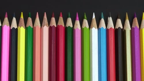 Colored Pencils On A Black Background 2.