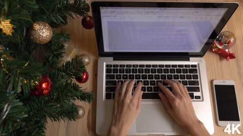 Using Laptop In Christmas Time