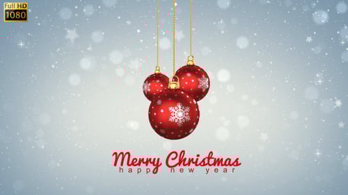 Christmas Ornaments and Falling Snowflakes Animated Holiday Background