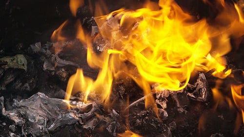 Garbage Fire in Steel Barrel