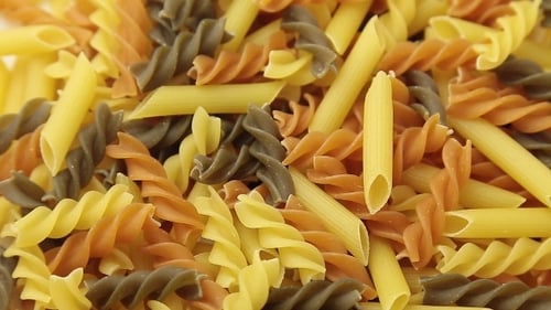 Colorful Uncooked Pasta Variety Close Up