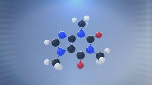 Modern 3D Caffeine Molecule Animation