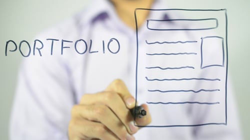 Portfolio and Design Drawn on Glass Screen