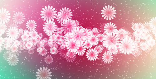 Decorative Abstract Blooming Flowers and Glitter Loop Background
