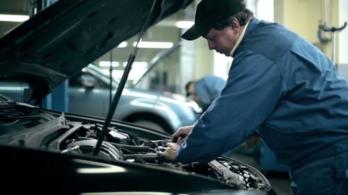 Car Maintenance at Service Station