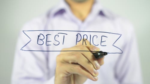 Writing the Phrase Best Price on Glass