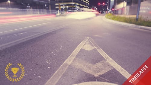 Night Traffic Streaks on Urban City Road
