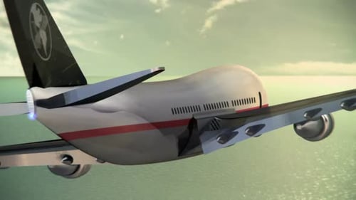 Passenger Aircraft Flying Over the Ocean