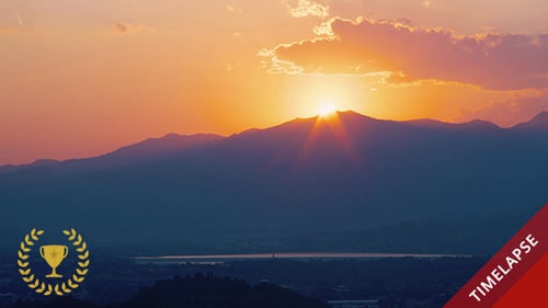 Mountain Range Sunrise in a Rural Landscape