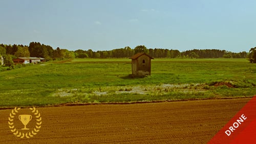 Rural Landscape with Field and Meadow Aerial View