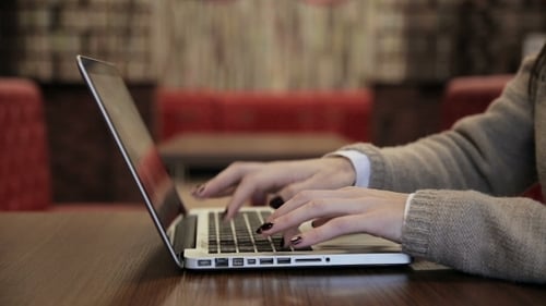 Woman Closes The Laptop And Goes Out