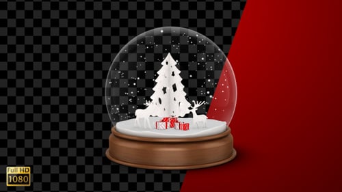 Minimalist Christmas Snow Globe with Falling Snow and Deer Animation
