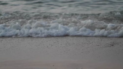 Sea Waves Splashing Sand Beach