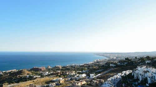 Aerial View of Town together the Sea