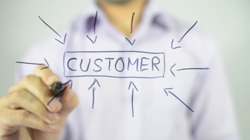 Business Person Writing Customer Diagram with Marker