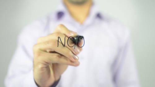 Writing NGO on Transparent Clear Surface