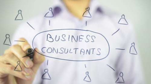 Hand Drawing Business Consultants Concept With Marker